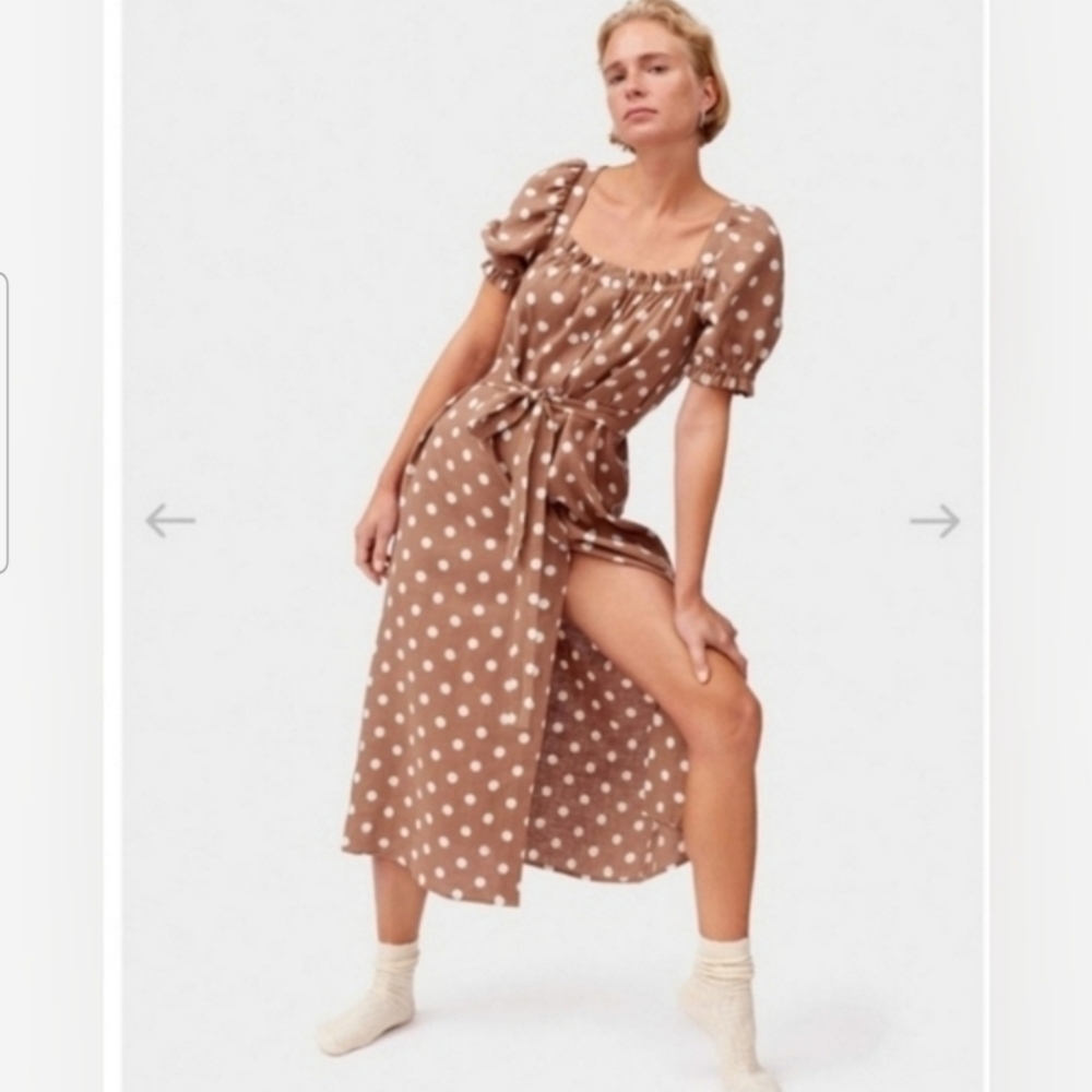 Sleeper 100% linen brigitte in mocha polka, medium